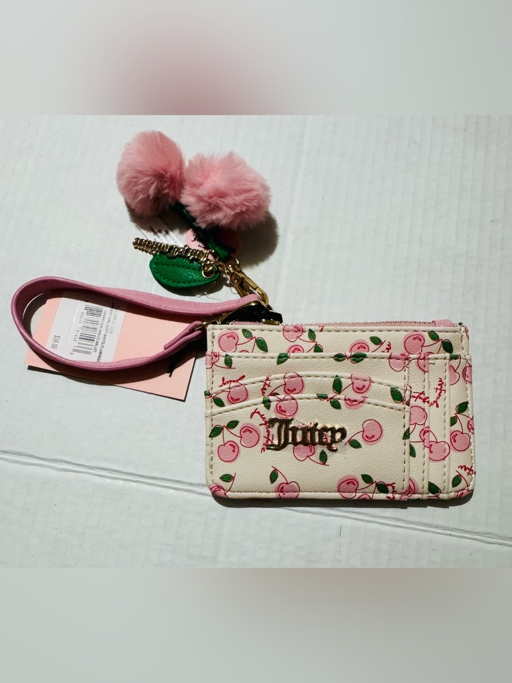 Juicy cherry girl mini cc wallet soft white flamingo color BNWT